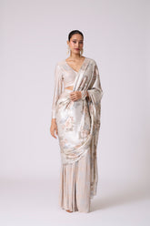 Annika Saree with Blouse - Ivory & Silver